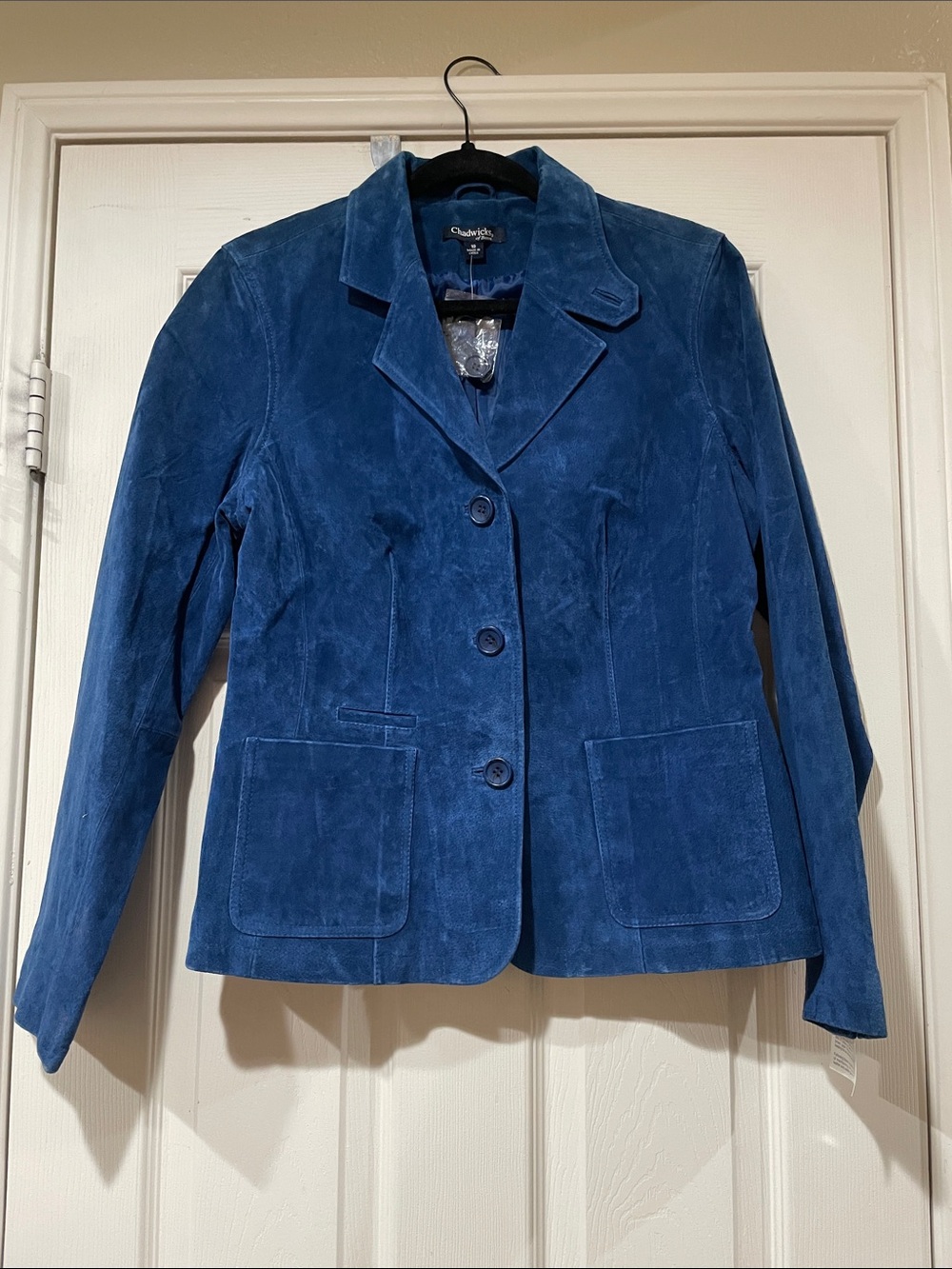 Chadwicks of Boston Apparel Deep Blue Genuine Leather Women's BlazerJacket 10
